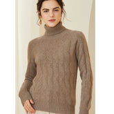 Womens Cashmere Turtleneck Sweater Diamond Knit Long Sweater